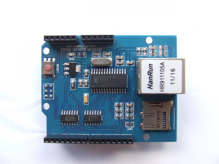 ENC28J60 Ethernet Shield (Top view)